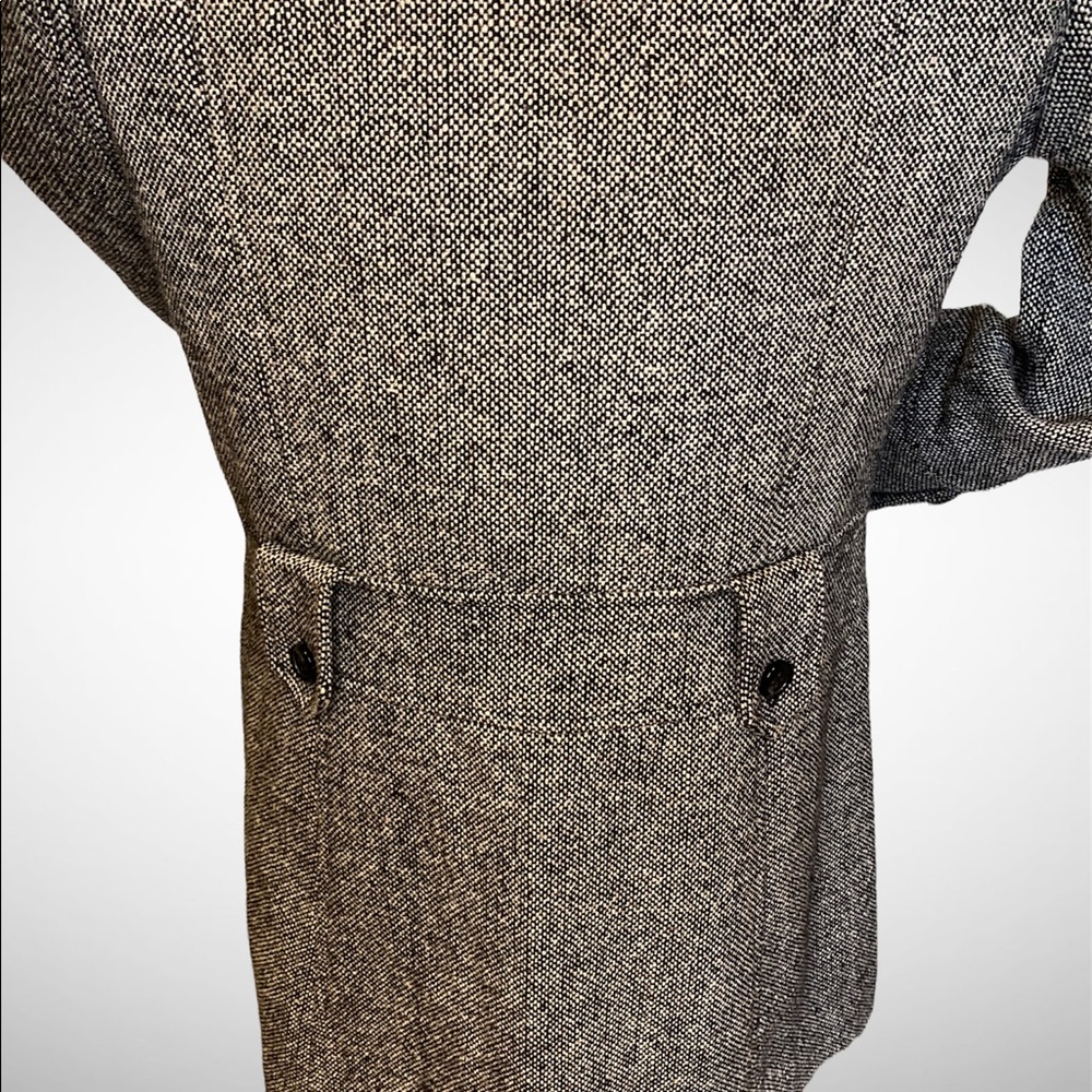 Guess Black and White Tweed Wool Blend Lined Dress Pea Coat Peacoat Sz Large VGC - Picture 5 of 6